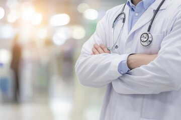Doctor With Stethoscope In Hospital