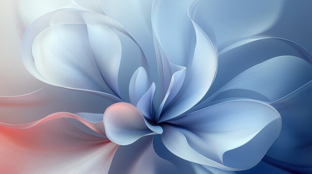Abstract floral design with petals forming parabolic curves. Minimalist composition with text space