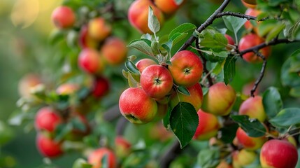 Obraz premium A photo of a crabapple tree with small apples