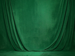 Green fabric backdrop used for various artistic and creative photography settings in a studio environment