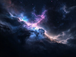 Fototapeta premium Colorful cosmic cloud formations create a stunning view in the vastness of space filled with stars, showcasing the beauty of the universe