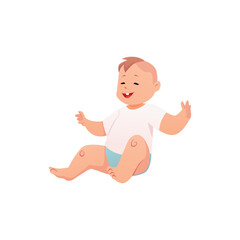 Little laughing boy with fair skin, vector illustration.