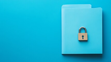 Blue Folder Locked Secure Data Protection Privacy Concept Image Digital Security Safeguard Confidential Information Secure Files Cybersecurity        