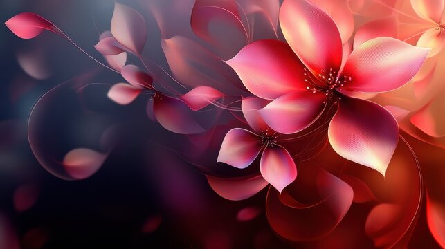 Abstract floral design with petals forming parabolic curves. Minimalist composition with text space