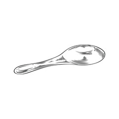 Fondue equipment vector ink sketch, engraved hand drawn stainless appliance, fondue cooking utensil to extinguish candle