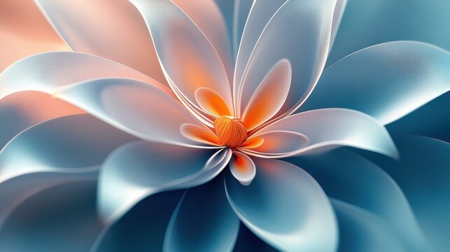 Abstract floral design with petals forming parabolic curves. Minimalist composition with text space