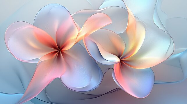 Abstract floral design with petals forming parabolic curves. Minimalist composition with text space