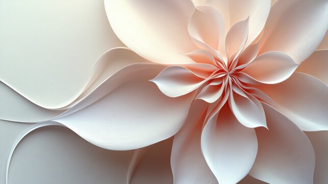 Abstract floral design with petals forming parabolic curves. Minimalist composition with text space