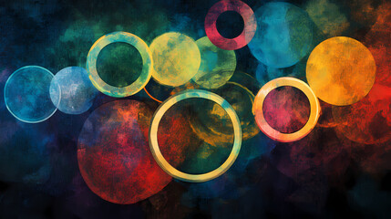 A stylized, interconnected network of colorful circles forms a cohesive whole, symbolizing unity, togetherness, and support within a vibrant and diverse community. Nightforged Sigils. Illustration