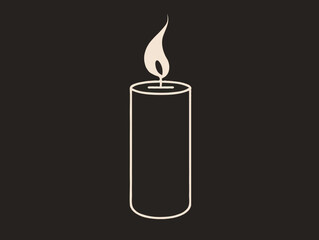 Obraz premium Candle icon with flame in minimalist beige style