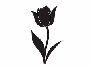 Black tulip silhouette in minimalist style