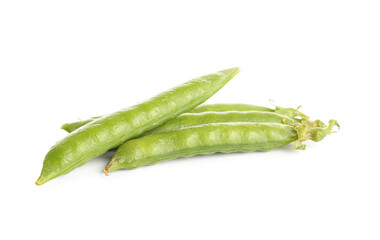 Green peas on white background