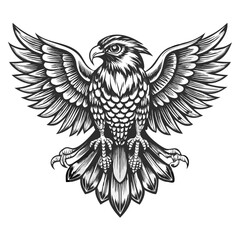 Obraz premium Majestic Eagle Illustration: A powerful illustration of an eagle with wings outstretched, showcasing intricate detailing of its feathers and talons.
