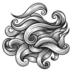 Fototapeta premium Intricate Wave Illustration: A mesmerizing hand-drawn illustration featuring a dynamic wave pattern with intricate details, evocative of ocean currents and swirling energy.