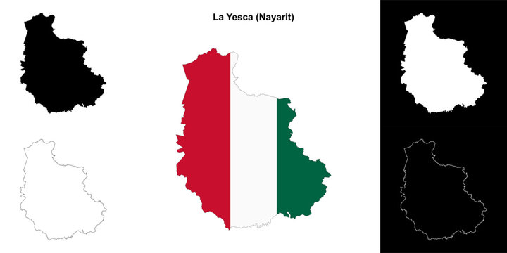 La Yesca municipality (Nayarit) outline map set