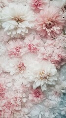 Beautiful arrangement of soft pink and white flowers creating a serene and delicate atmosphere for floral decoration and design, floral art concept