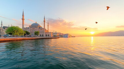 Sunrise Mosque Panoramic View Turkey Travel