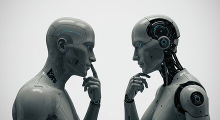 Human and AI Android Confrontation