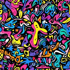 Obraz premium Graffiti doodle seamless pattern for background texture textile fabric
