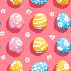 Easter eggs illustration in pastel color seamless pattern for background texture textile fabric