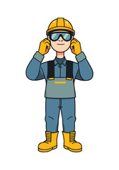 Workplace Safety and Health Vector Illustration Set – PPE, Safety Equipment, Awareness Poster, T-Shirt, Stickers, and Animated GIFs – Solid Color, No Gradient