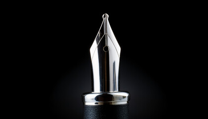 万年筆のペン先、金属、書く、伝える、黒い背景