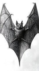 Vintage bat drawing anatomical style engraving high resolution picture