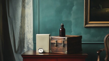 Elegant vintage corner with radio and frame