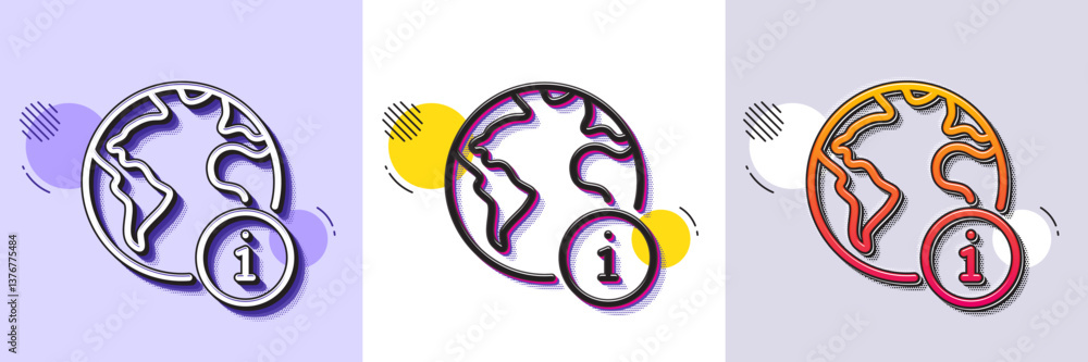 Poster web information line icon. halftone dotted pattern. gradient icon with grain shadow. internet info s