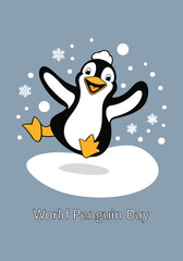 Vector Designs for World Penguin Day – Cute Penguins, Snowy Landscape, T-shirt, Sticker, Social Media & Animated GIF