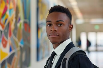Fototapeta premium Portrait of a high school African American male student