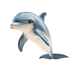 Fototapeta premium Playful Dolphin Leaping on Transparent Background, a marine mammal with smooth skin and friendly expression Concept of ocean life, aquatic animals, and marine conservation
