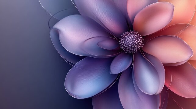 Abstract floral design with petals forming parabolic curves. Minimalist composition with text space