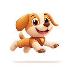 Fototapeta premium Cartoon puppy dog running and jumping with happy expression on a transparent background Concept of joy, pet ownership, and playful animation
