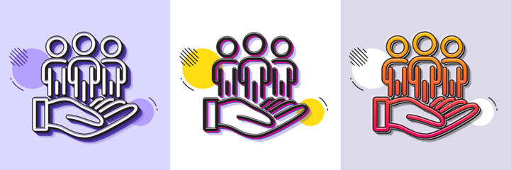 Best buyers line icon. Halftone dotted pattern. Gradient icon with grain shadow. Customers group sign. Care of clients symbol. Line best buyers icon. Various designs. Vector