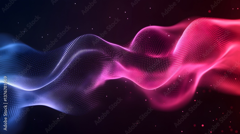 Poster a stunning wave of light cascading through a futuristic abstract technology background in vibrant co