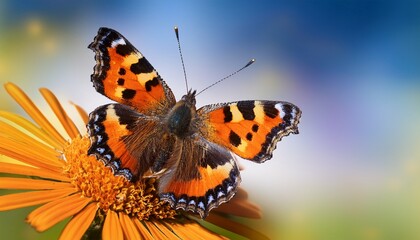 Fototapeta premium aglais urticae small tortoiseshell butterfly isolated by nature