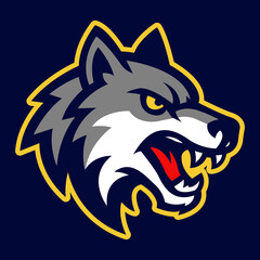 Wolf Head Vector Sports Mascot Logo – Fierce Wolf Team Emblem for Esports & Athletic Branding