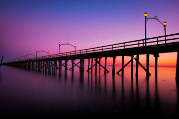 Obraz premium White Rock Bridge Canada, sunset, bridge