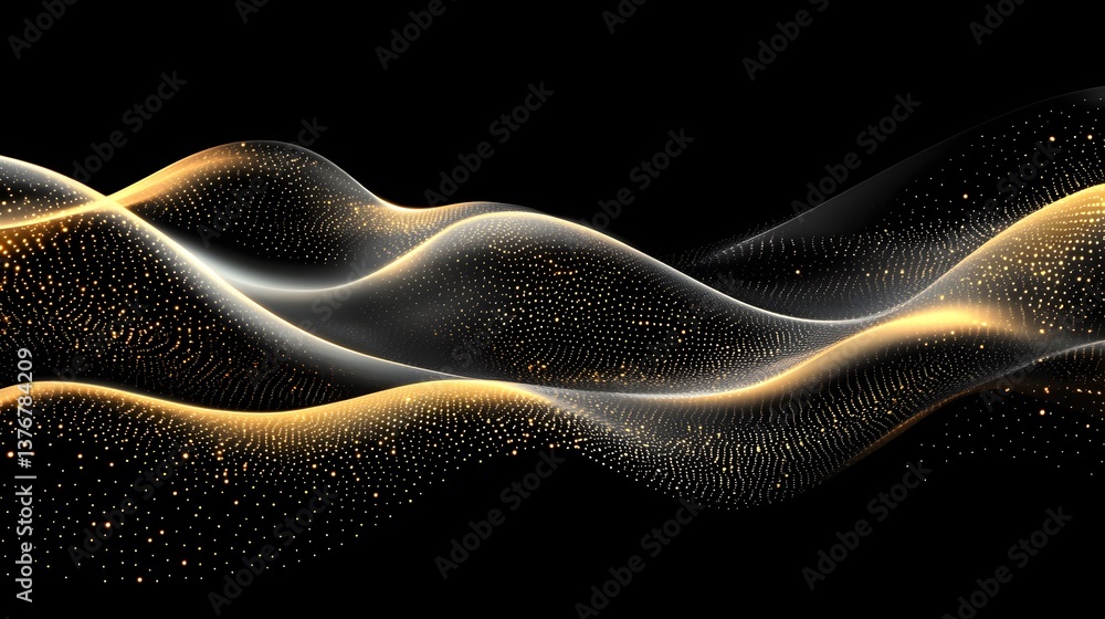 Poster captivating wave of gold on a black background creating a futuristic abstract technology scene with 