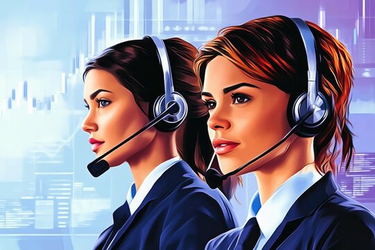 Customer Support Team in Headsets Working