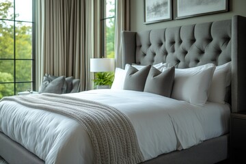 Cozy gray and white bedroom decor