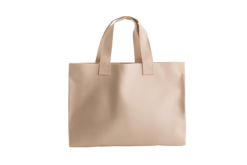 Tan bag with a white handle, isolated
