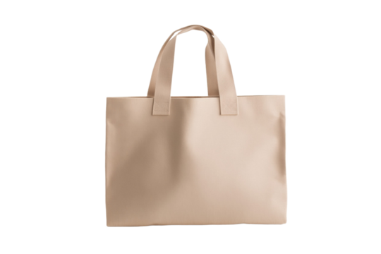 Tan bag with a white handle, isolated