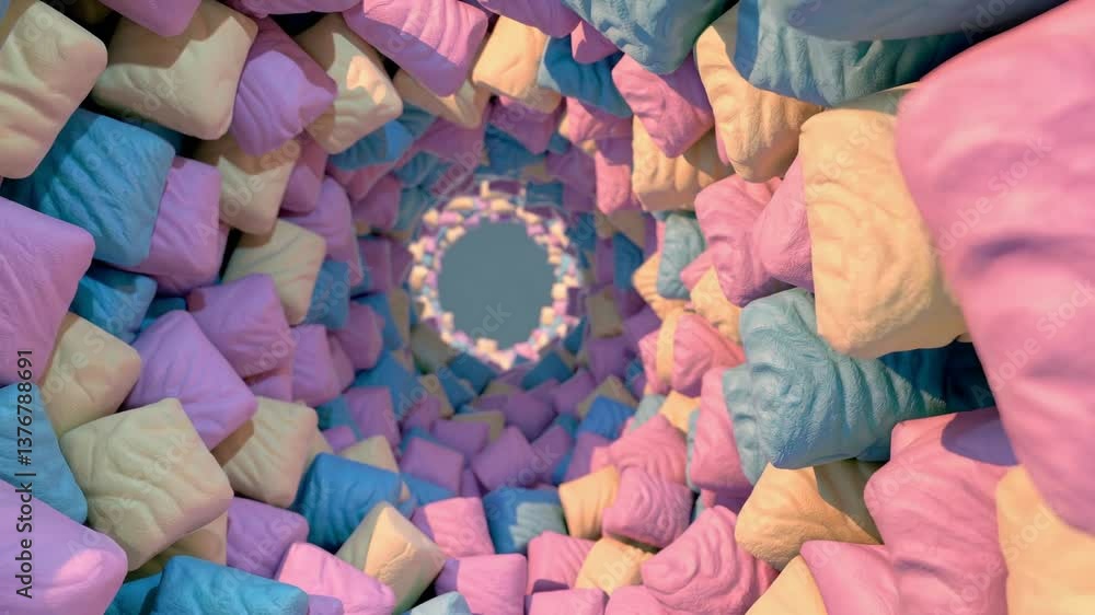 Aufkleber vibrant pastel tunnel: dynamic rotation and colorful transformation sequence