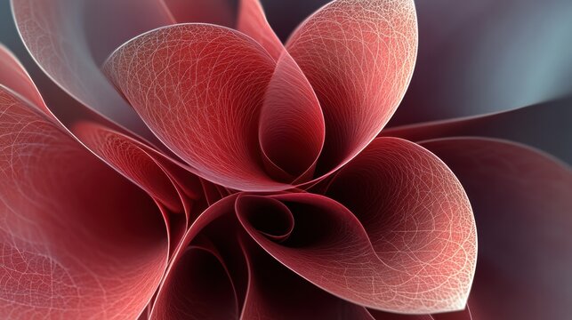 Abstract floral design with petals forming parabolic curves. Minimalist composition with text space