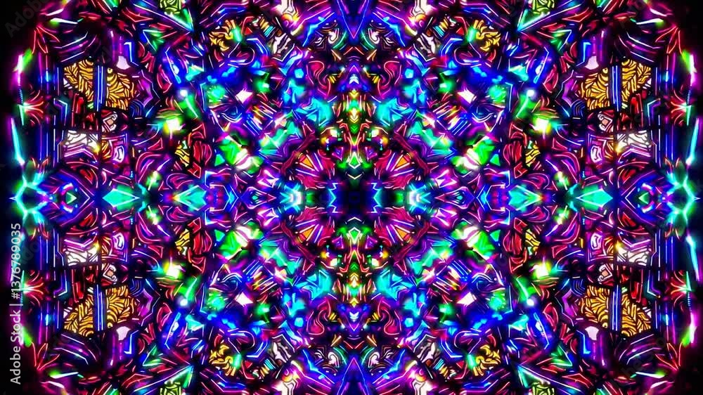 Poster vibrant kaleidoscope patterns in constant transformative motion
