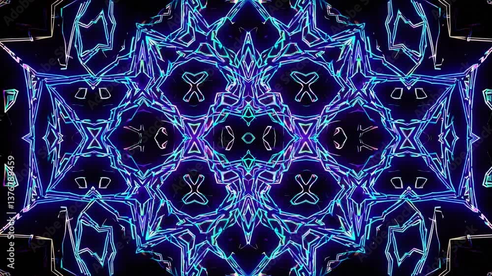Aufkleber kaleidoscopic neon symmetry: vibrant abstract patterns in dynamic motion
