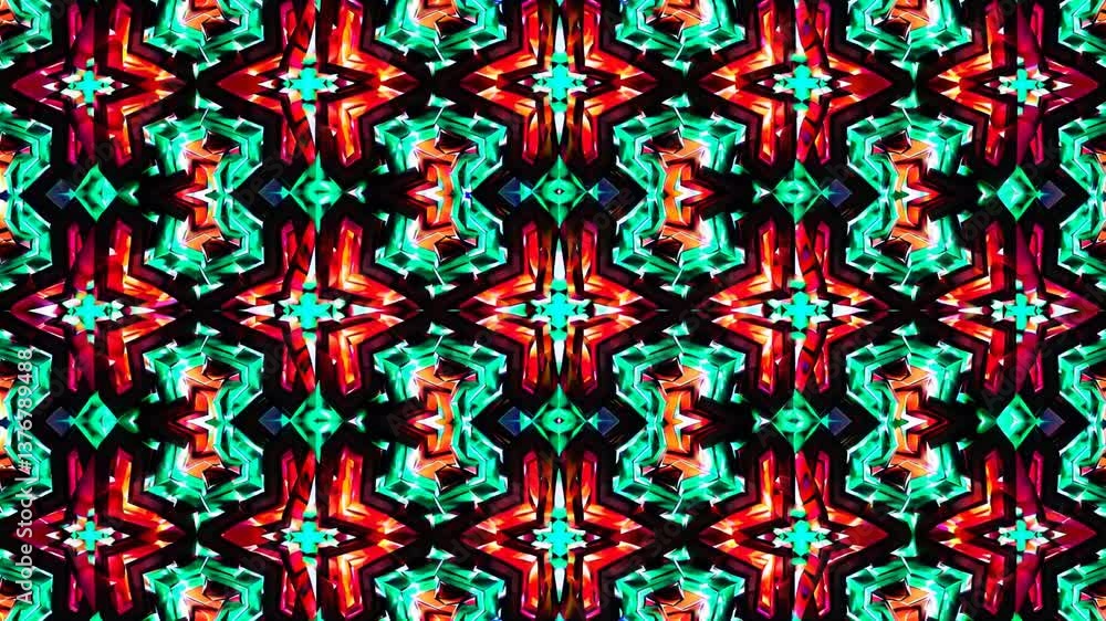 Poster vibrant geometric kaleidoscope patterns in dynamic motion