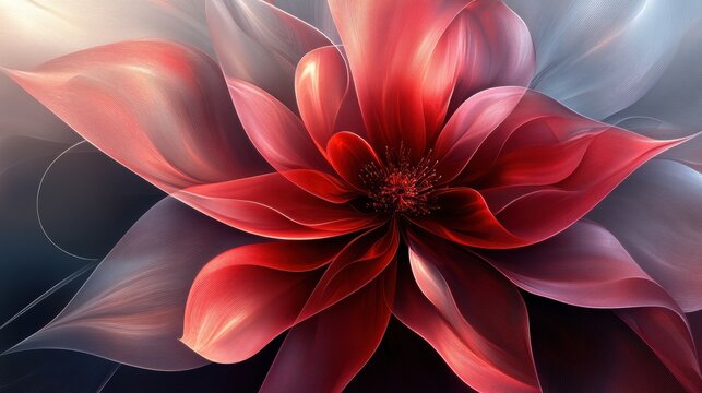 Abstract floral design with petals forming parabolic curves. Minimalist composition with text space